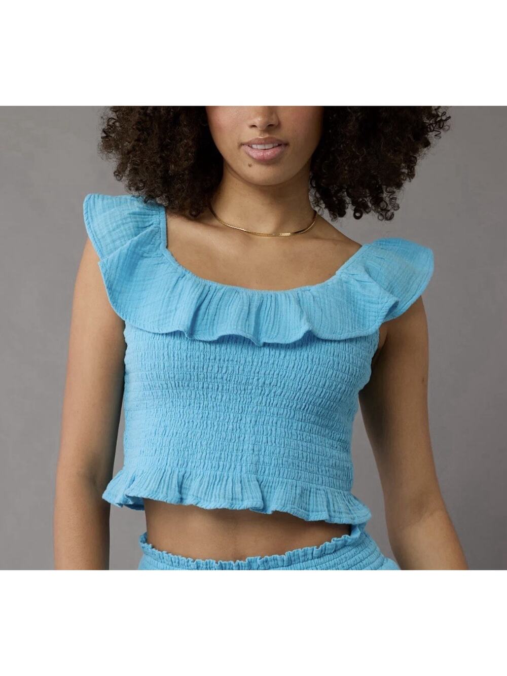 American Eagle Off The Shoulder Smocked Y2K preppy Tube Top Size Small A006758